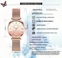 Reloj De Cuarzo Para Mujer Hannah Martin Diseño Original Con Mariposa 3D En Oro Rosa Cuerda De Acero Inoxidable Resistente Al Agua Y Al Choque - details 21