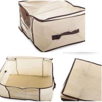 3 Piezas Organizador Ropa, Cajas Almacenaje Ropa Plegable con Asa Reforzada, Bolsas para Guardar Ropa de Tejido Resistente y Ventana Transparente para Suéteres, Abrigos, Mantas Gris y Beige - details 2