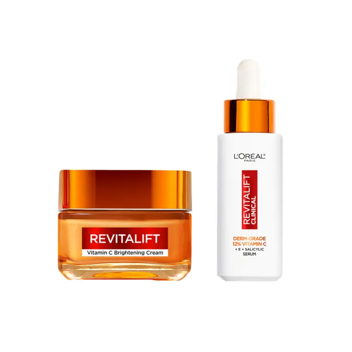 L'Oréal L'Oréal Paris | Revitalift CREMA GEL VITAMINA C piel luminosa y poros reducidos 50ml + Revitalift Clinical Sérum [arrugas-tono-poros] con 12% de Vitamina C pura + vitamina E + ácido salicílico 30ml - 1