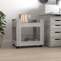vidaXL Carrito de escritorio madera contrachapada 60x45x60 cm en color Blanco/Blanco brillante/Roble ahumado y más | estructura resistente ideal para salón dormitorio o estudio - details 4