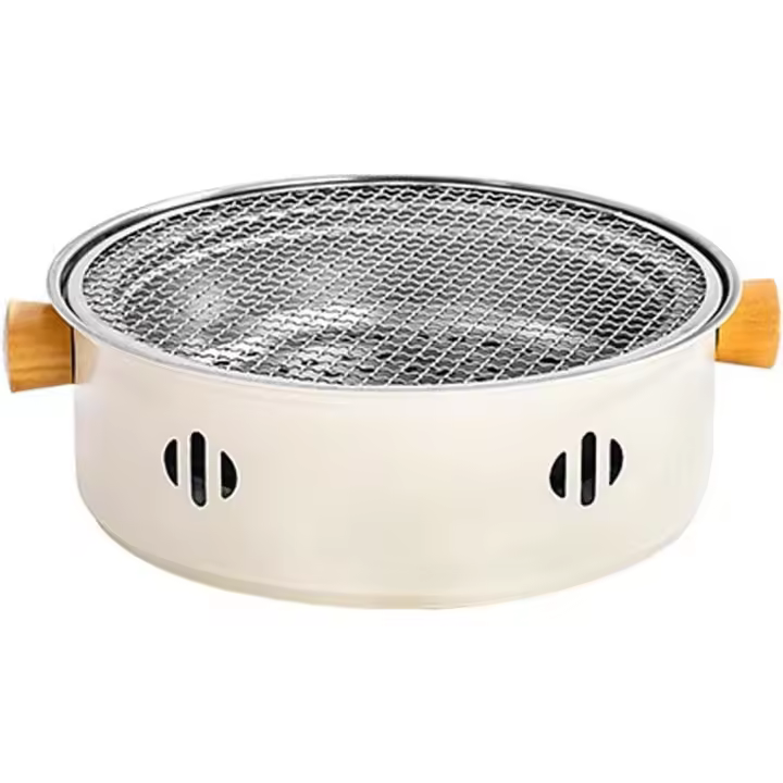 Parrilla de barbacoa pequeña portátil de carbón con asa extraíble y fácil de limpiar con elevador de rejilla adecuada para campamento, cocina al aire libre, patio, parrilla de jardín - 1