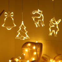 Lámpara Colgante De Navidad LED Con Luces De Navidad En Forma De Campana Hombre De Nieve Estrella Decoración Para Ventanas Y Hogar Piloto Incluido - details 2