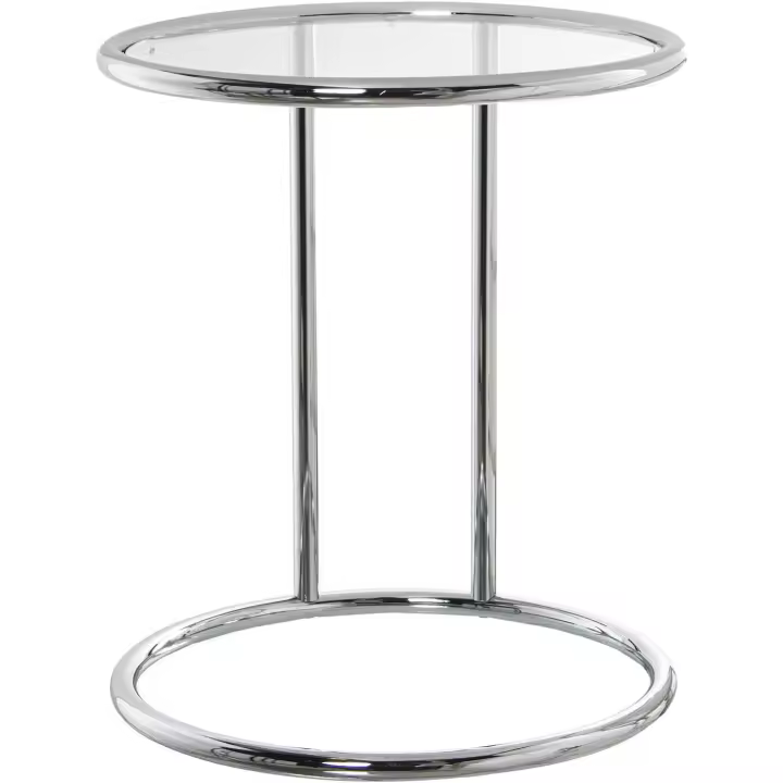 HOGARDECORA Mesita Auxiliar Elien Redonda Metal Cromado 45x52cm - 1