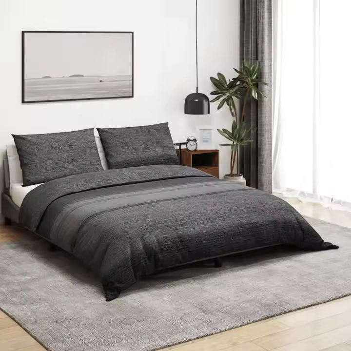 Juego de funda nórdica algodón gris oscuro 200x220 cm - 1