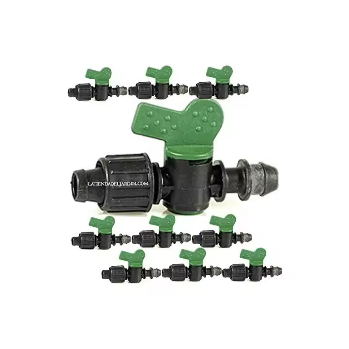 Suinga Pack 10 Llave de Paso Cinta Goteo 16mm Toma Riego Automático - 1