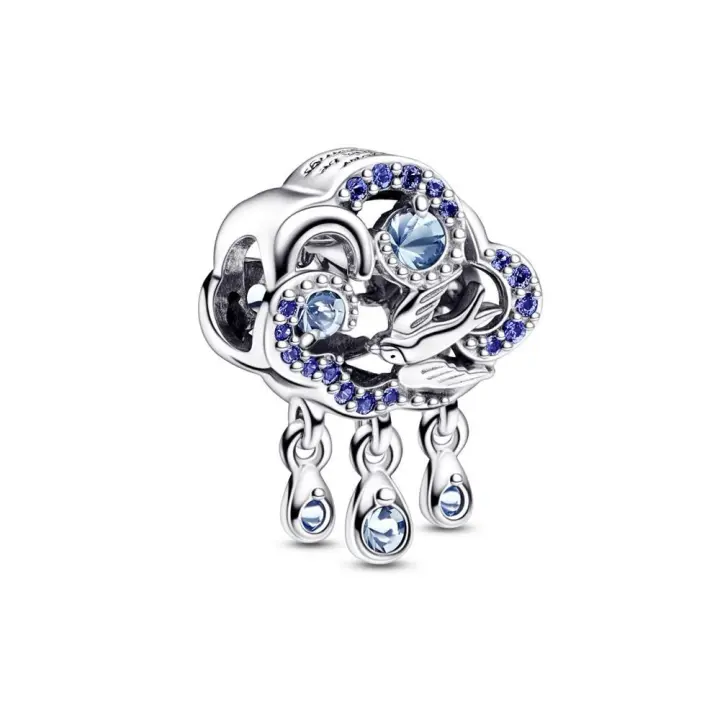 PANDORA Charm Plata de Ley Nube & Golondrina con Cristales Azules y Beige - 1