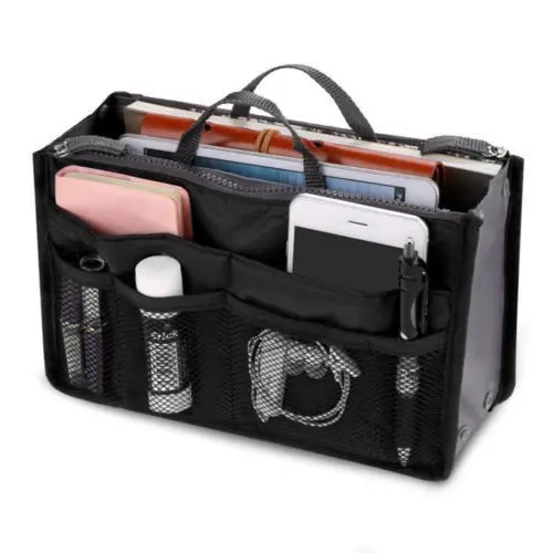 [Bolsa de Viaje Negra Versátil] Construcción Duradera - Poliéster Resistente, Organizador Multicompartimentos con Cremallera para Maquillaje, Artículos de Aseo, Tecnología y Más, No Lavable, Bolsa de Viaje para Artículos de Aseo - 1