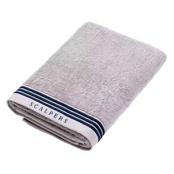 Scalpers Home Toalla de baño 90x150cm 100% Algodón 550GSM gris con rayas - 1