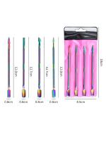 Set De 4 Herramientas De Arte De Uñas De Acero Inoxidable Con Cabeza Doble Para Eliminar Piel Muerta Y Planificar Uñas - details 5