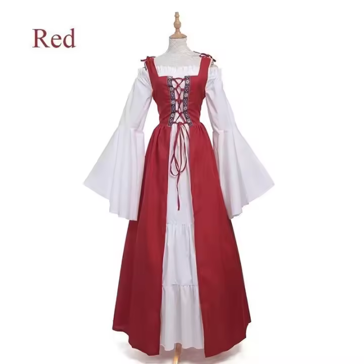 2024 Nuevo vestido retro renacentista medieval con cinturón - 1