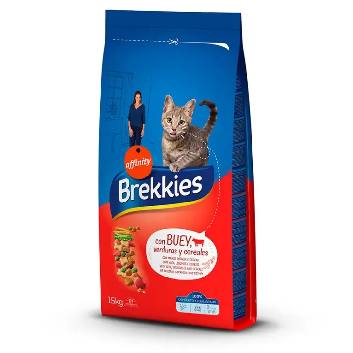 Pienso para gatos adultos de buey, verduras y cereales Brekkies Affinity - 3,5kg - 1