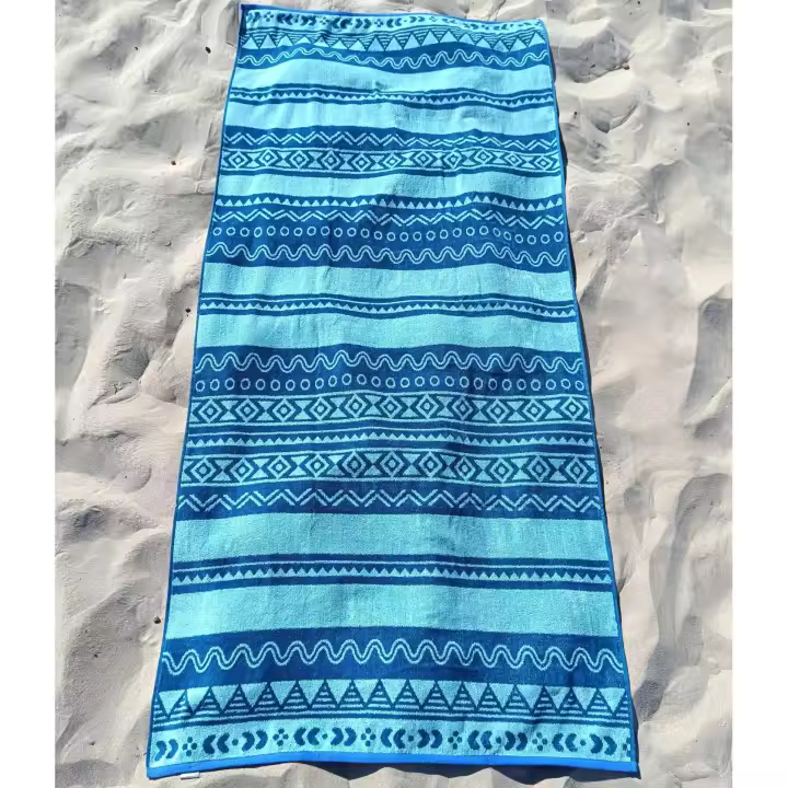Toalla de Playa Grande Terciopelo 100% Algodón de 90X190 cm Etnica Azteka Dhestia Home - 1
