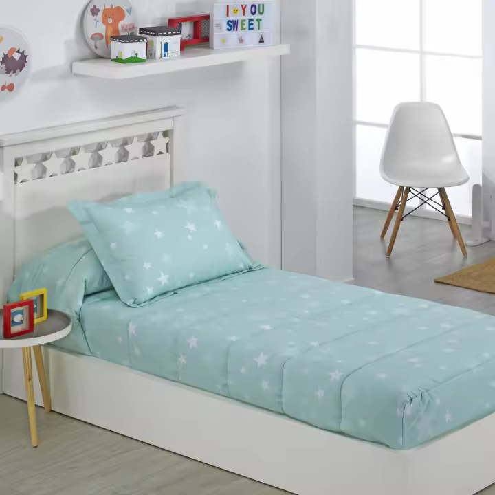 Edredón Ajustable Stars Turquesa, Edredón Infantil Especial Cama Nido, Especial Literas de Dhestia Home - 1