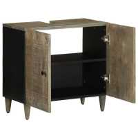 vidaXL Armario de lavabo para baño madera maciza de mango 62x33x58 cm - details 1