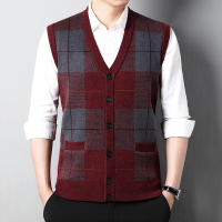 Suéter De Casual Para Hombre Chaqueta Sin Mangas Gruesa Para Otoño E Invierno Cardigan Con Estampado Rayado Cuello En V - details 2