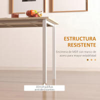HOMCOM Mesa de Comedor Extensible para 4-6 Personas Mesa de Cocina Moderna  con Patas de Acero para Salón Comedor 160x70x76 cm Madera Natural - details 5