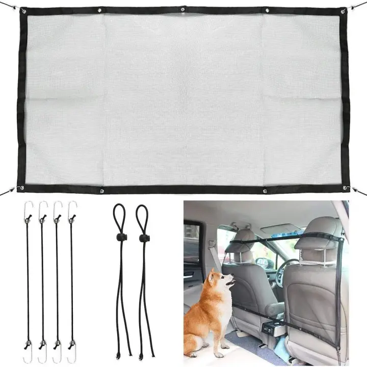 Protección de red de barrera de seguridad para coche de mascotas, separación automática para red de perro y gato, fijación a asientos para bloqueo - 1