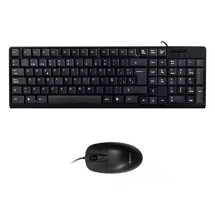 UNYKAch Kit Teclado y Ratón OEM Español, QWERTY, CON CABLE, 105 Teclas de Membrana, 1200 dpi, Conexión USB, Silencioso, Ergonómico, Windows, Mac, Android, Linux - 1