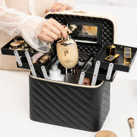 Caja De Maquillaje Para Viajes De Gran Capacidad En PU Cuero Portátil Organizador Multicapa De Cosméticos Para Mujeres Caja De Almacenamiento De Toallitas Europeas - details 8