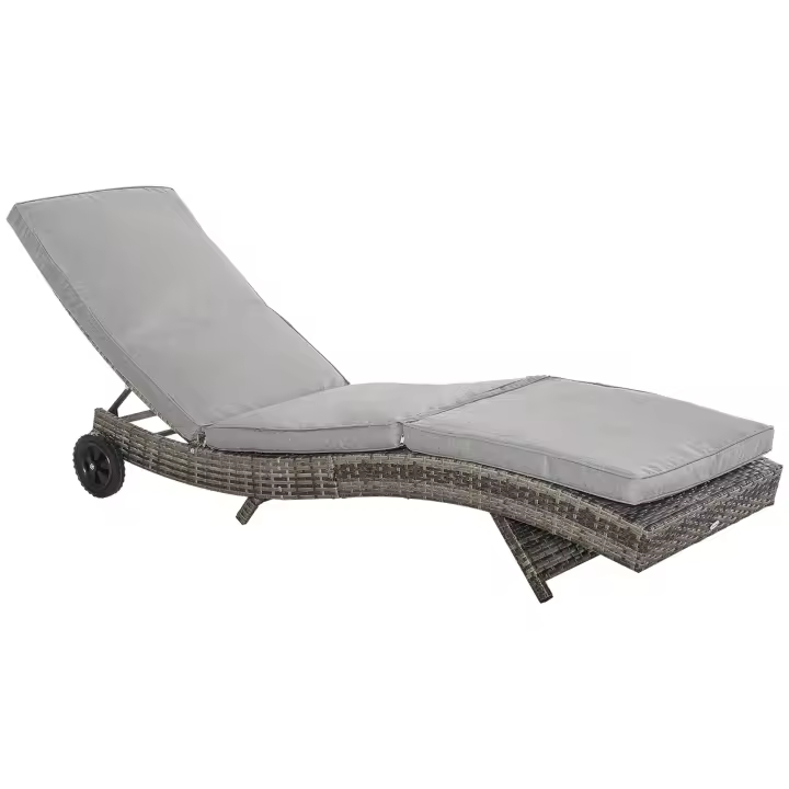Tumbona de Jardín Tumbona With Los Cabos Nivel 5 Ajustable Muebles de Jardín en forma de S Metal gris 207x70x70 cm - 1
