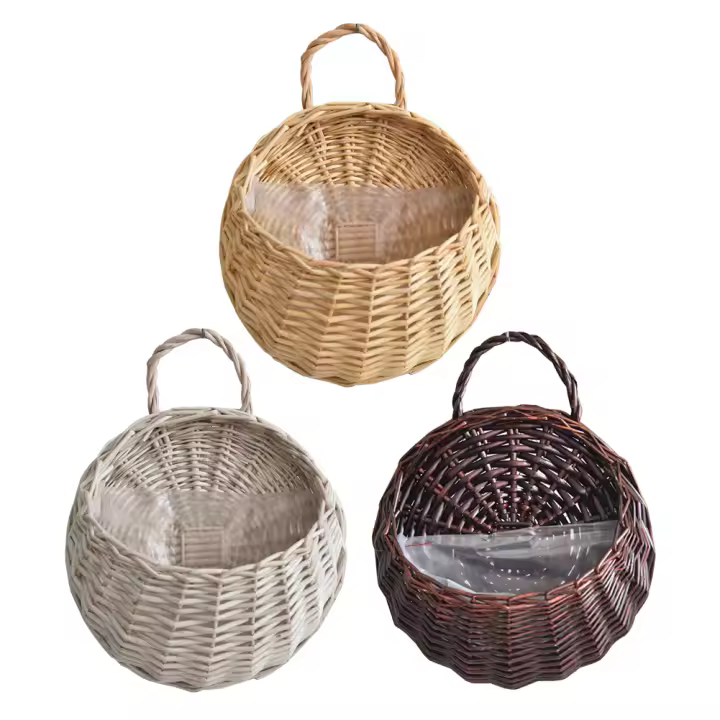Cesta De Rotura Colgante Para Pared Hecha a Mano Con Vaso De Rattan Decoración De Jardín Y Balcón De Casa Maceta De Flores De Hilo Tejido MOV - 1