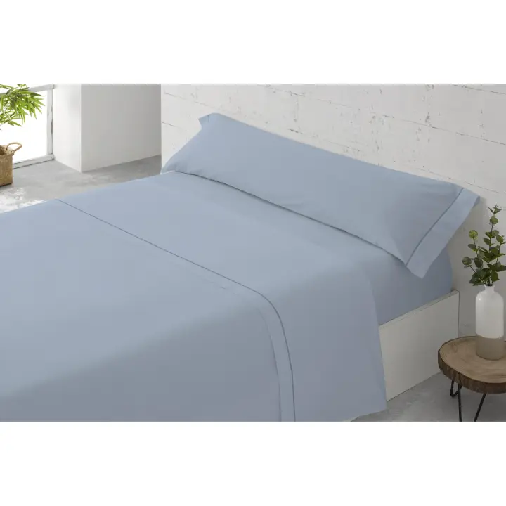Plusdescanso - Juego de sábanas lisas PADUANA COLORS - AZUL- Algodón. Máxima calidad y suavidad al mejor precio. Formado por bajera, encimera y una o dos fundas de almohada. Varios colores. - 1