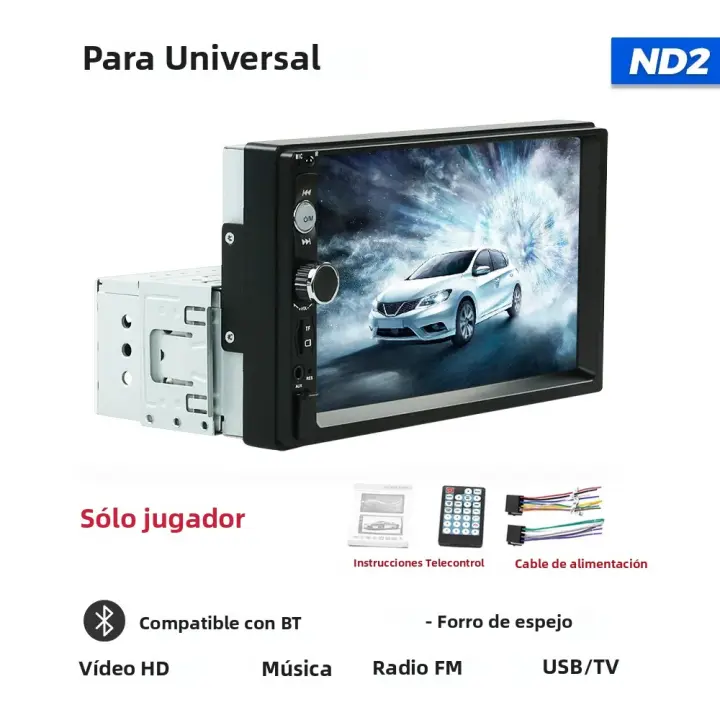 Reproductor Multimedia Para Coche 1Din 7 Pulgadas Con Carplay Android Auto MP5 Universal Para Nissan Hyundai Con Bluetooth Y Control Del Volante - 1