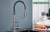 Grifo extraíble con cuerpo de acero inoxidable 304, manguera retráctil, modo caño múltiple, absorción magnética, revestimiento antihuellas, cartucho cerámico, sistema de filtración, base giratoria 360°, cocina, baño, doméstico - details 10