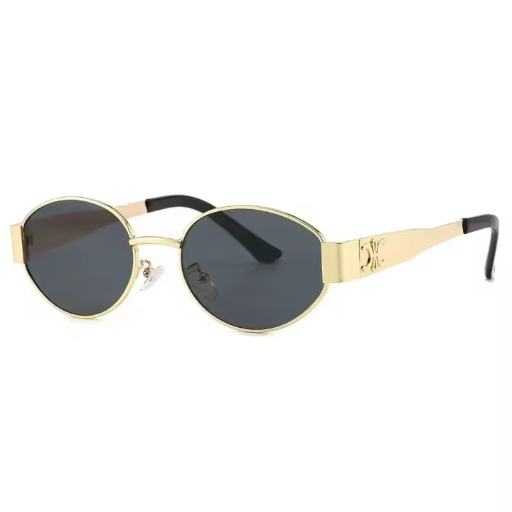 Gafas De Sol Oval Clásicas Y Vintage Para Mujer Y Hombre Marca De Lujo Diseñadora Metálicas Lisa Estilo Hip Hop Punk Sombreros Al Aire Libre Protección UV400 - 1