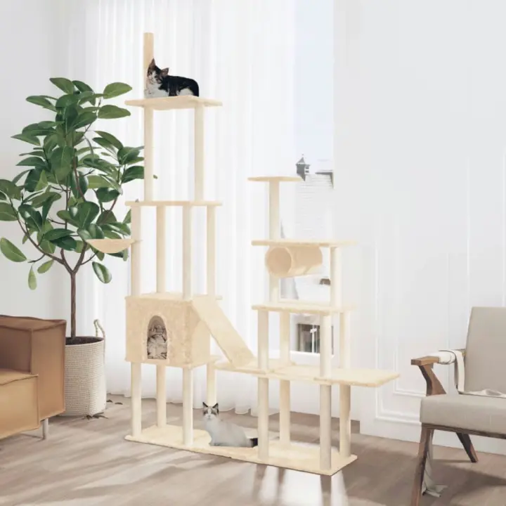 vidaXL RASCADOR PARA GATOS CON POSTES DE SISAL COLOR CREMA 279 CM - 1