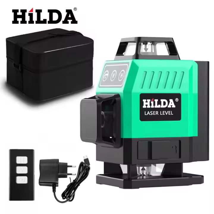 Nivel De Láser HILDA 12/16 Líneas Línea Verde Auto-Nivelada 360 Grados Horizontal Y Vertical Potente Nivel De Láser Verde - 1