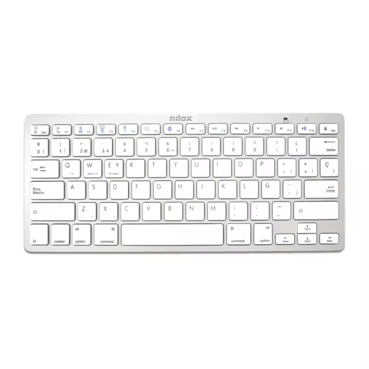 Nilox NXKB01S Teclado Bluetooth Universal Qwerty  Español  Compatible con Windows, Android, iOS, Color Plata - 1
