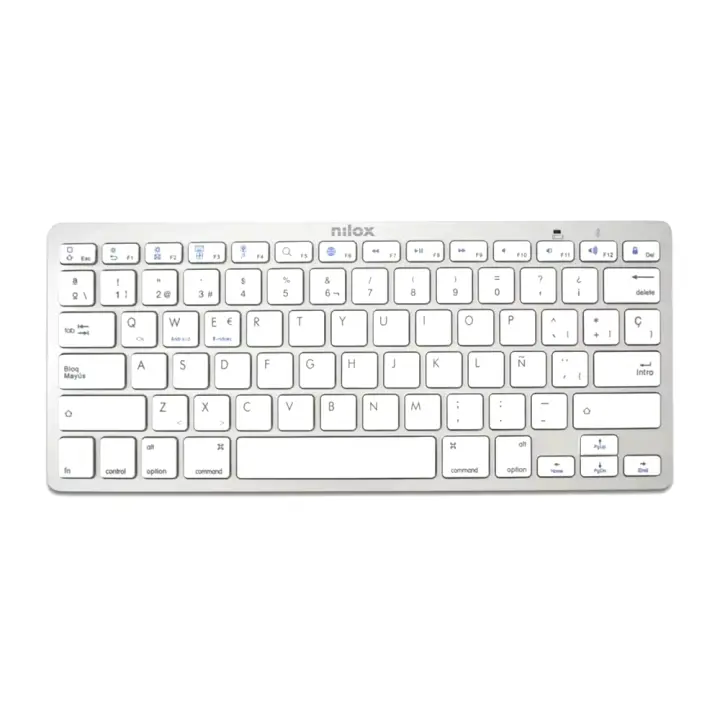 Nilox NXKB01S Teclado Bluetooth Universal Qwerty  Español  Compatible con Windows, Android, iOS, Color Plata - 1