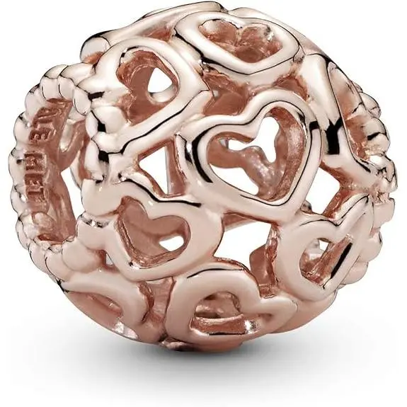 PANDORA Dijes calados con diseño integral de corazones，Incluye Caja Original - 1