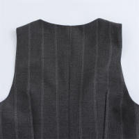 New Women's Wide Pleated Short Dress V-Neck Sleeveless Vest Stripe Mini Dress Fashion Office Clothes Junior Size A-Line Silhouette - details 3