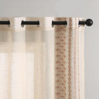 Cortinas De Linen Texturizado Vintage Con Estampado Floral Y Rayado Para Sala De Estar 63 Pulgadas Largas Estilo Bohemio Y Caserío - details 1