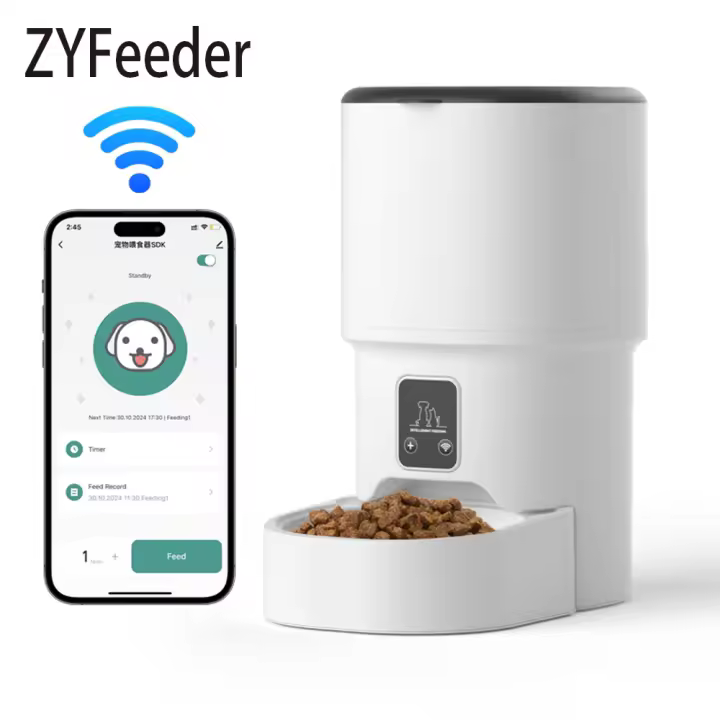 Dispensador Inteligente De Alimentos Para Gatos Y Perros 4L WIFI Botón Automático Con Pantalla LCD Fiel Y Preciso Tiempo De Llenado - 1