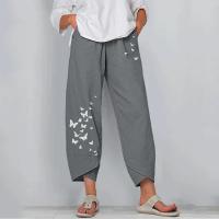 Pantalones bombachos Holgados de Lino y Algodón para Mujer, pantalón informal, Talla Grande, Verano, Fashion Irregular, informal, High Belt, elástico Belt, rectos, suelta, pantalones Cargo de Verano para Mujer - details 16