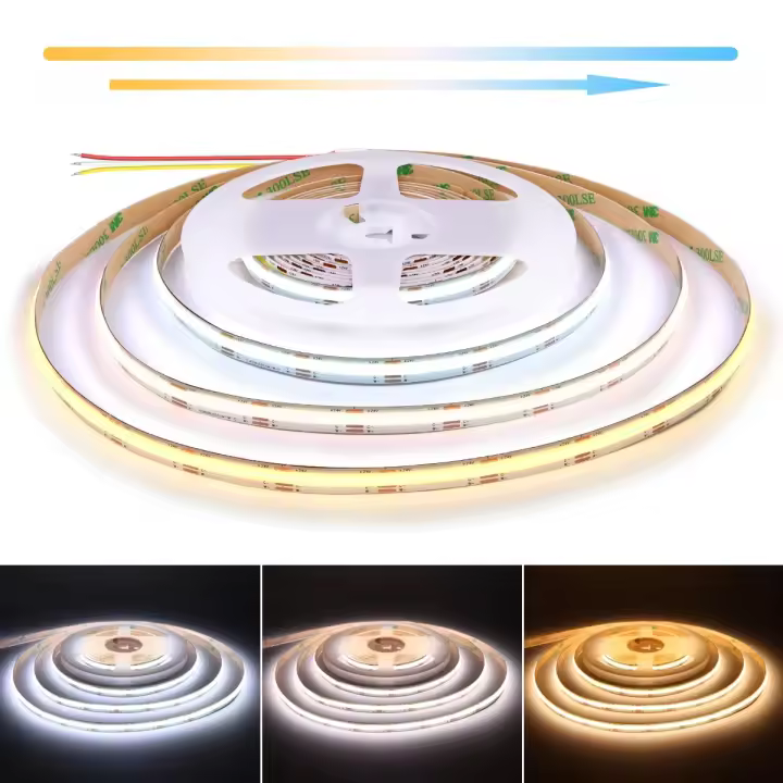 Tira De Luz LED COB CCT Alta Densidad 608 LEDs/m 2700K a 6500K Cambiable DC12V 24V Dimmable FOB Lámpara De Tira Lineal Para Iluminación De Sala De Estar - 1