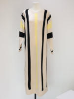 Vestido De Mujer REALEFT Otoño Invierno Grueso Vintage Rayado Suéter De Punto Manga Larga Cintura Alta Cuello Redondo Suéter De Moda Oficina Lady - details 7