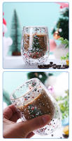Taza De Navidad De Vidrio Con Doble Muralla Y Brillo De Síquinas Con Árbol De Navidad Y Payaso De Nieve Taza Para Café Leche Jugo Resistente Al Calor Regalo De Navidad - details 11