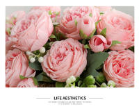 1PC Bouquet De Flores Artificiales Rosa Peonía Blanca Para Decoración De Casamientos Invierno Y Fiestas En Casa Plantas Falsas Baratas - details 9