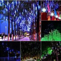 Luces De Cadena LED Para Decoración Navideña Al Aire Libre Impermeables Meteor Showers 8 Tubos 30cm/50cm Con Enchufe EU/US/AU/UK - details 10