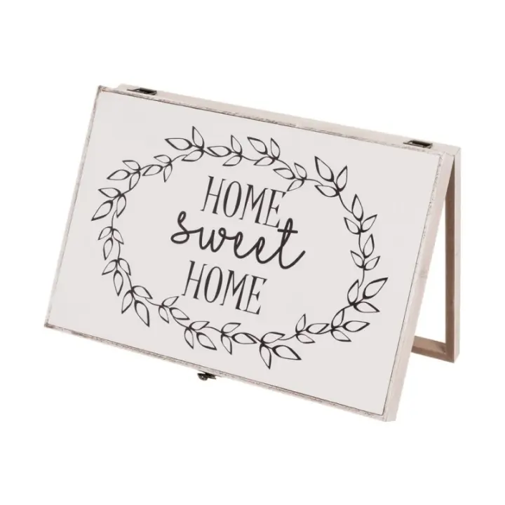 Dcasa Tapa contador luz o cuadro eléctrico Home sweet Home de madera blanco y negro de 46x6x32 cm - 1