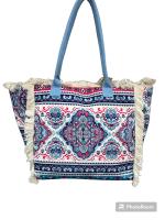 MEJORADA Bolso de playa o piscina grande con estampados del estilo original con fleco de borla blanco de algodon,tamaño 55*37*19CM.contiene bolsillos interior y forros.tejido 100% poliéster - details 2