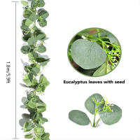 Guirnalda De Hojas De Eucalipto Artificiales Verdes Con Flores Y Bayas Blancas 1pc Para Decoración De Bodas Y Fiestas En Casa - details 3