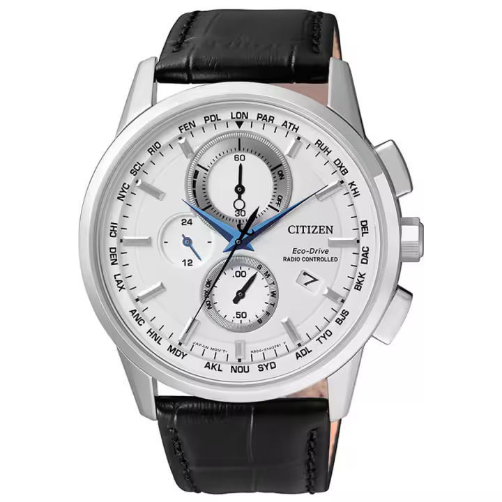 Reloj Eco-drive radiocontrolado de hombre Citizen con cronógrafo, esfera blanca y garantía y packaging oficiales de la firma - 1