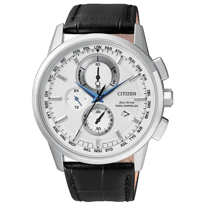Reloj Eco-drive radiocontrolado de hombre Citizen con cronógrafo, esfera blanca y garantía y packaging oficiales de la firma - 1