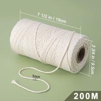 Hilo de algodón Macrame de 3mm x 200m, 100% natural Macrame cuerda de algodón, Micler Makramee DIY trenzado Garn para decoración, Bohemia adornos de tejer, decoraciones Wedg - details 2