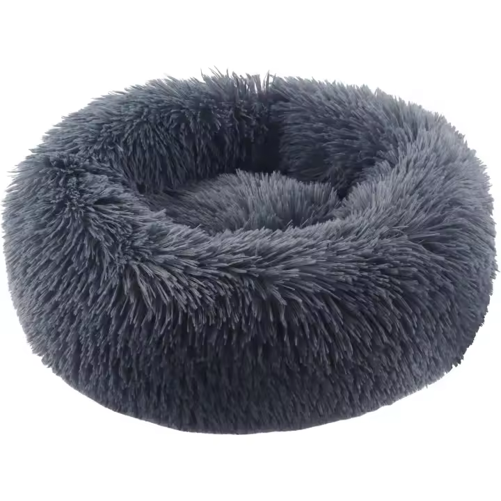 Cama para Perros Gris 50cm Cama para Gatos, Redonda Suave Cómodo de Cálido Felpa Lavable Cama para Mascotas con Parte Inferior Antideslizante, Cama para Gato Resistente Estrés - 1